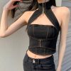 Chic Hollow Out Zipper Crop Top - Modakawa Modakawa