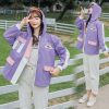 Cute School Student Rainbow Embroidery Hooded Jacket Outerwear - Modakawa Modakawa